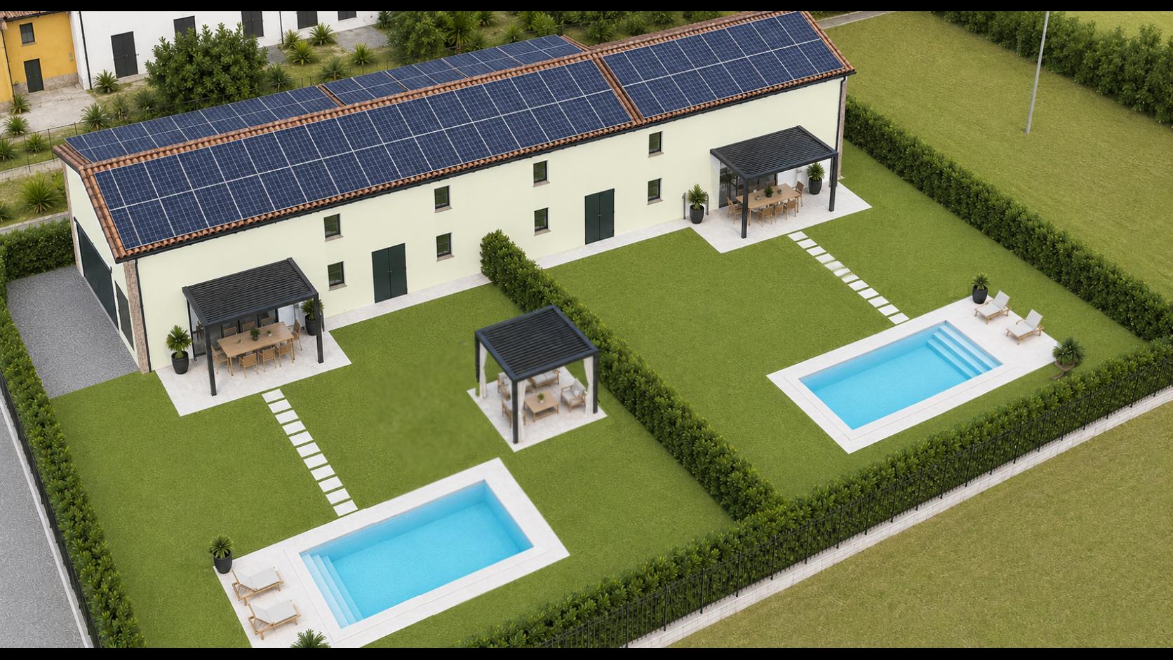 Rendering villa con piscina